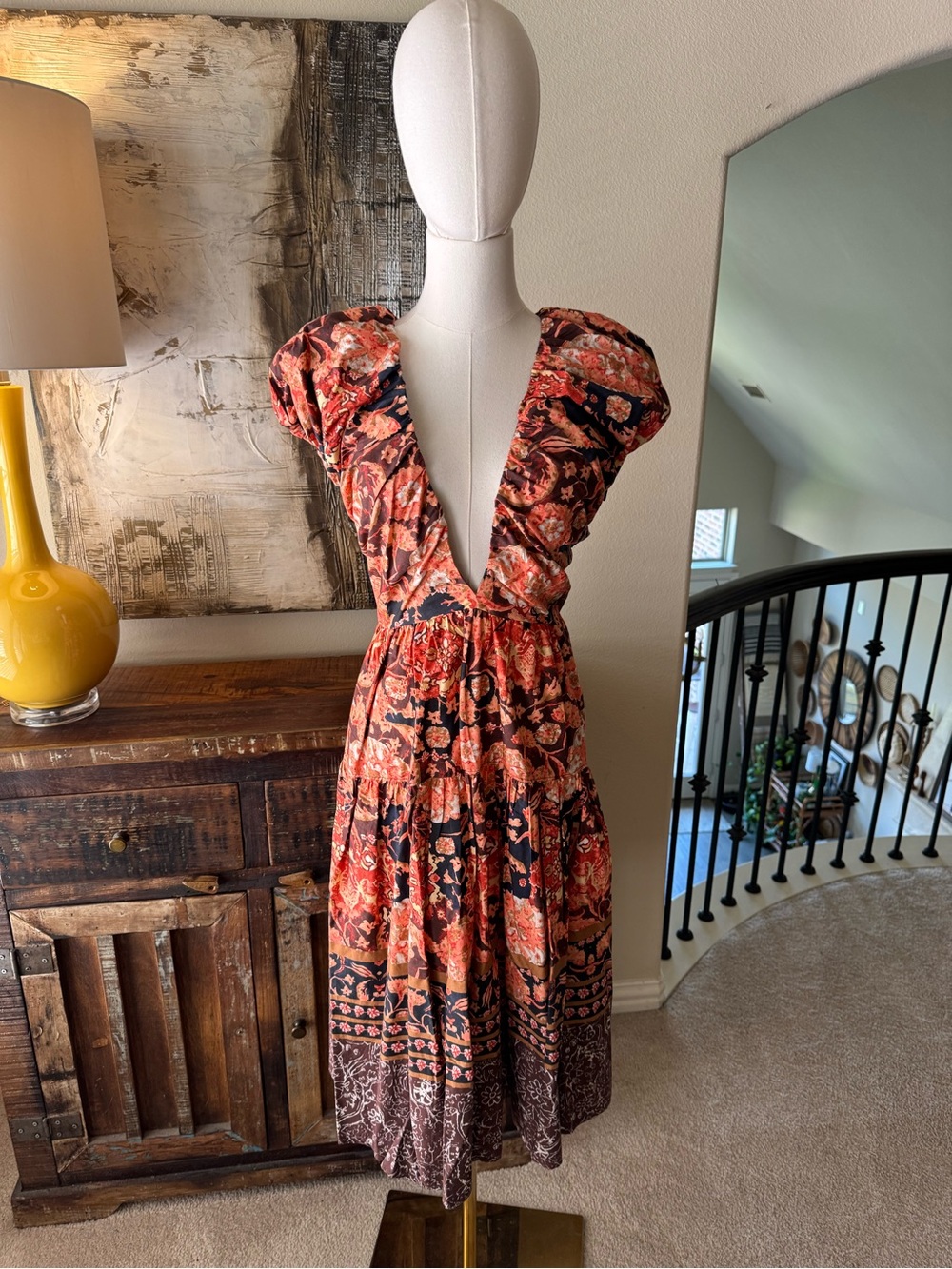 Anthropologie Printed V-Neck BabyDoll Dress - size 8 - Picture 6 of 14
